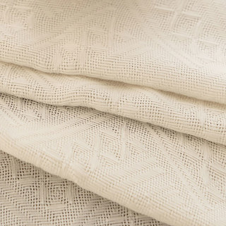 Mélange de coton tissé Crisscross crème motif lourd Rideau Semi Sheer Voile 6