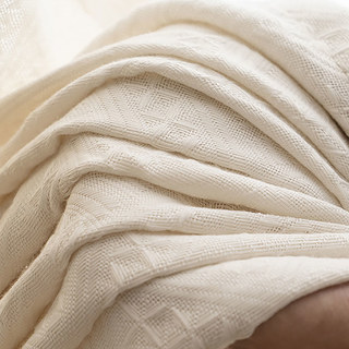 Mélange de coton tissé Crisscross crème motif lourd Rideau Semi Sheer Voile 4