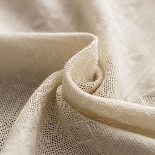 Mélange de coton tissé Crisscross crème motif lourd Rideau Semi Sheer Voile 5
