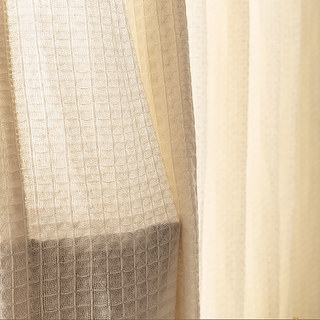 Coton tissé Mélanger Waffle motif crème lourd Rideau voilé 4