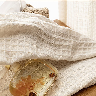 Coton tissé Mélanger Waffle motif crème lourd Rideau voilé 5