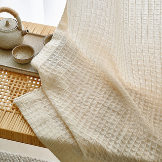 Coton tissé Mélanger Waffle motif crème lourd Rideau voilé 6