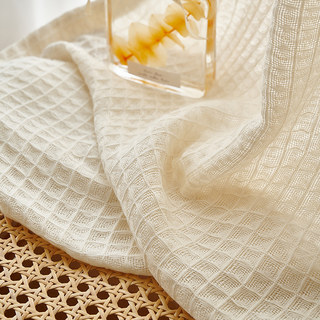 Coton tissé Mélanger Waffle motif crème lourd Rideau voilé 7