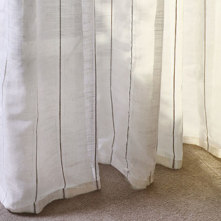 Français Vintage Texturé Linge rayé Rideau Voile 6