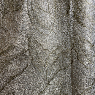 Feuilles d'or Brodées Gris Mesh Net Rideau 7