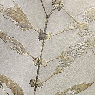 Dans les bois luxe Jacquard Shimmery Beige feuilles rideau avec des détails en or 5