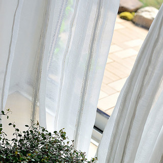 Merlin Vertical White Stripe Crème Voile Rideau 7