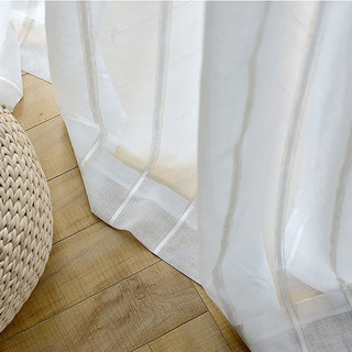 Merlin Vertical White Stripe Crème Voile Rideau 5