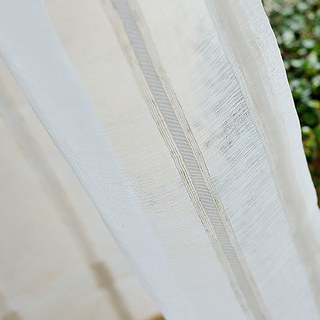Merlin Vertical White Stripe Crème Voile Rideau 6
