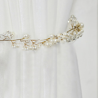 Toucher une Harpe blanc soyeux Chiffon rayé Rideau voilé 3