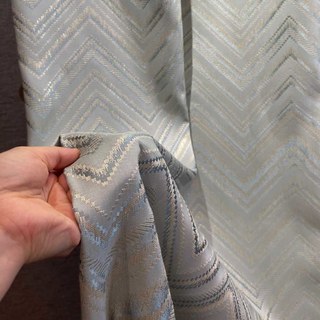 Chic Chevron Art Deco Duck Egg Blue Glitter Rideaux 3