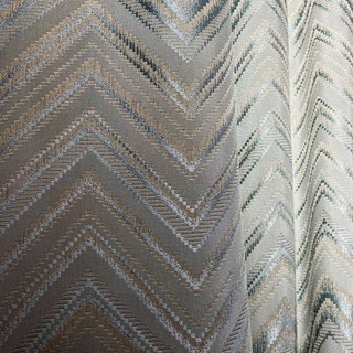Chic Chevron Art Deco Duck Egg Blue Glitter Rideaux 2