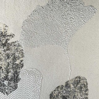 Asian Grove Luxe Jacquard Feuille de Ginkgo motifs Rideau gris argenté avec détails en or 4