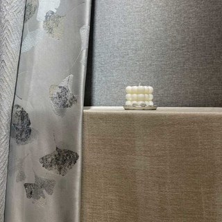 Asian Grove Luxe Jacquard Feuille de Ginkgo motifs Rideau gris argenté avec détails en or 6