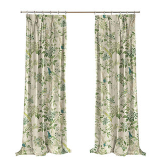 Oiseaux & Blossoms Rideau de velours floral vert de Chineserie