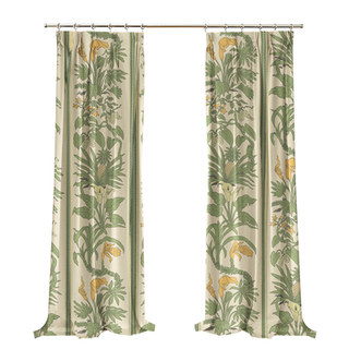 Rideau de velours floral rayé de crème de Botanica