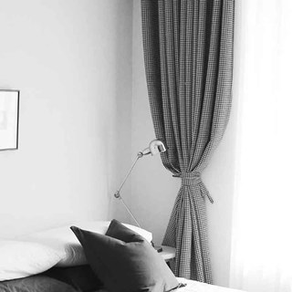 Houndstooth Patterned noir et blanc Rideau noir 5
