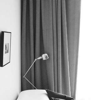 Houndstooth Patterned noir et blanc Rideau noir 4