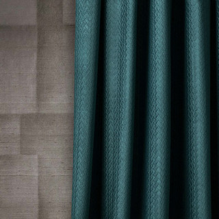 Scandinave Basketweave Textured Teal Velvet Blackout Rideaux 2