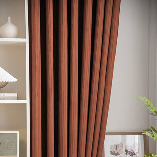 Crush Terracotta Rust Red Crushed Blackout Curtain rayé 3