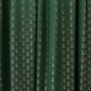 L'art de luxe des années 20 Roaring Deco Shell motif vert foncé & rideau d'or 8