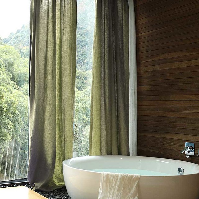 Wabi Sabi Lin pur lin Rideau voilé vert olive 1