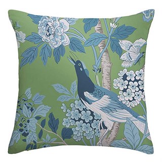 Oiseaux & Blossoms Rideau de velours bleu et vert de la Chine 7