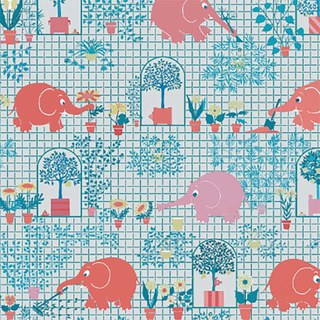Elephant Gardener Rideau bleu et rouge mignon 4