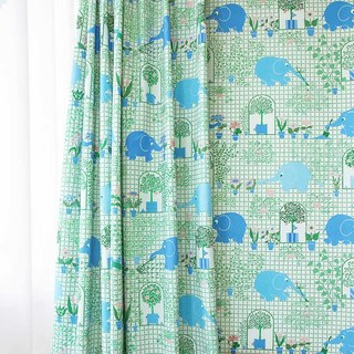 Jardinier éléphant Vert & Bleu Rideau mignon 1