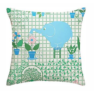 Jardinier éléphant Vert & Bleu Rideau mignon 6