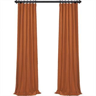 Rideaux de velours orange d'abricot fin 3