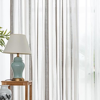 Danse lunaire Gris foncé blanc rayé Semi Sheer Voile Rideaux 3