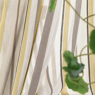 Danse jaune gris rayé Semi Sheer Voile Rideaux 7