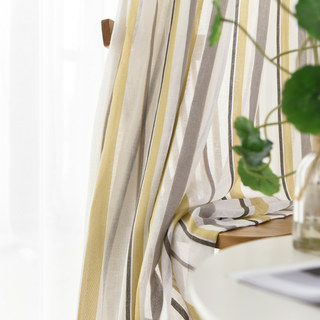 Danse jaune gris rayé Semi Sheer Voile Rideaux 3