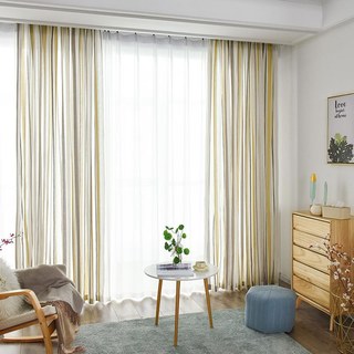 Danse jaune gris rayé Semi Sheer Voile Rideaux 5