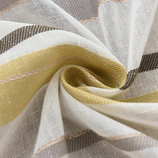 Danse jaune gris rayé Semi Sheer Voile Rideaux