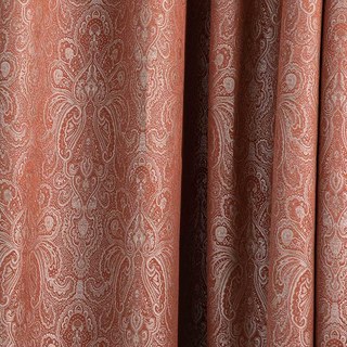 Nouveau Classics Luxury Damask Jacquard Terracotta Burnt Orange Rust Rideau rouge 5