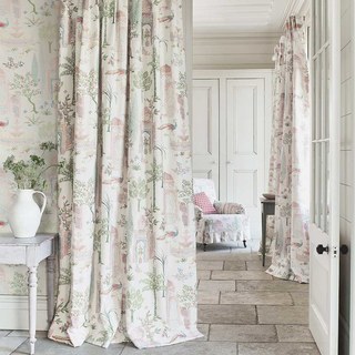 Jardin Persan Rose Dôme Floral Velvet Rideau 3