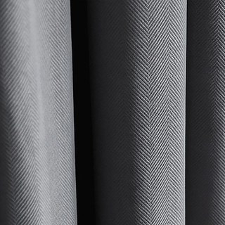 Sunnyvale Herringbone Cendre Gris Velours texturés Rideaux Noirs 2