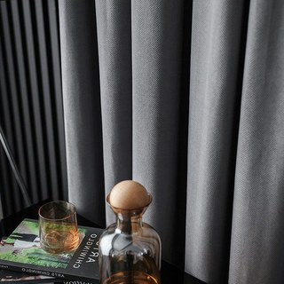 Sunnyvale Herringbone Cendre Gris Velours texturés Rideaux Noirs 3