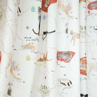 Merveilleuse vie dessinée à la main Chats d'art Imprimer Rideau