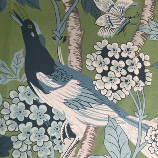 Oiseaux & Blossoms Rideau de velours bleu et vert de la Chine