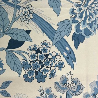 Oiseaux & Blossoms Rideau de velours bleu fleur de Chineserie 3