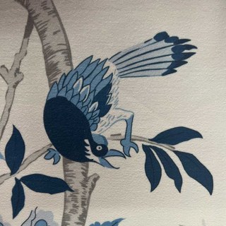 Oiseaux & Blossoms Rideau de velours bleu fleur de Chineserie 2
