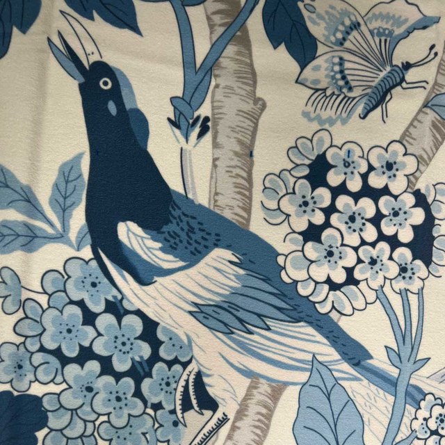Oiseaux & Blossoms Rideau de velours bleu fleur de Chineserie 1
