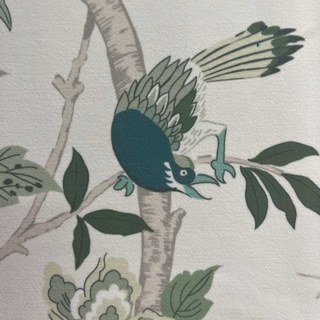 Oiseaux & Blossoms Rideau de velours floral vert de Chineserie 2