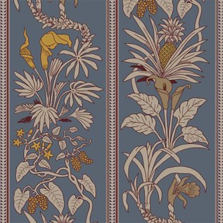 Botanica bleu rayé Floral imprimé rideau de velours 2