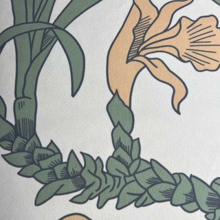 Rideau de velours floral rayé de crème de Botanica 3