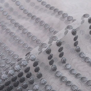 Bleu brodé Gris pointillé Dot Voile Rideau