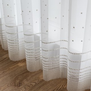 Brodé blanc pointillé Dot Voile Rideau 2